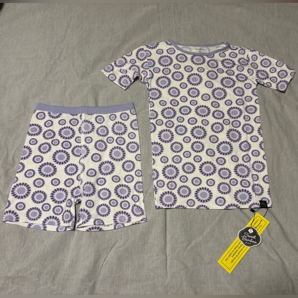 Sweet Bamboo Kids Pajama Set NEW Purple Floral Bamboo Viscose Size 10 Years